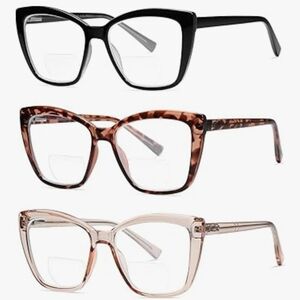 Stylish Women's Blue Light Bifocal Eyewear Set - Black, Tortoise, and Pink